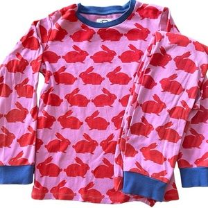 Anorak UK organic cotton kissing rabbits pink pajamas size 8-9